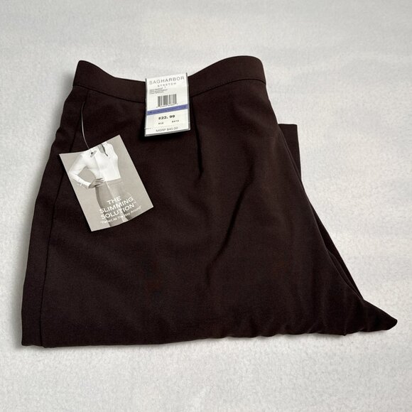 SAG HARBOR The Slimming Solution Women's Pants Size 18 Stretch NWT Brown - Picture 1 of 8